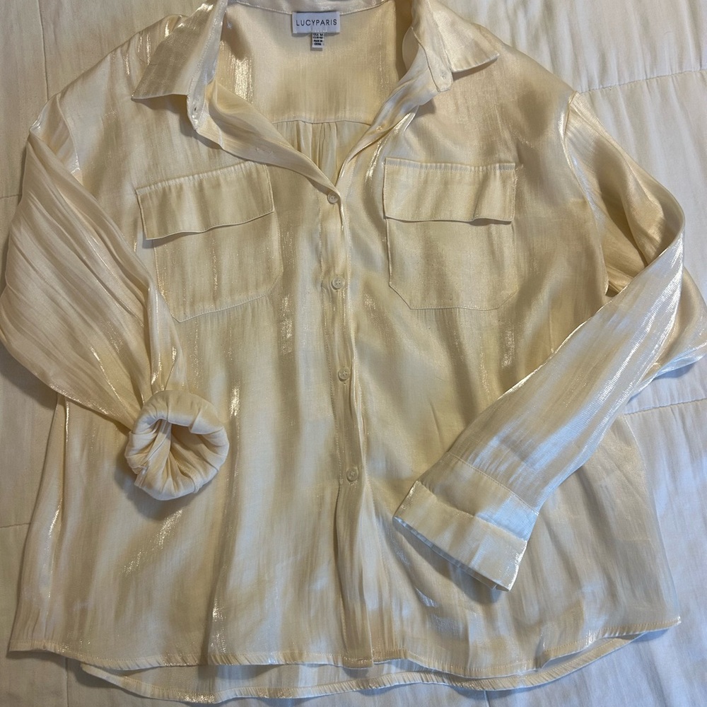 Lucy Paris Shiny Cream Blouse